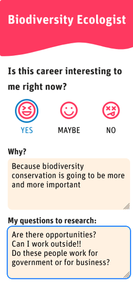 Biodiversity Ecologist and a students questions in their log in BECOME