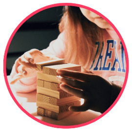 a student building blocks like making conclusions based on experience